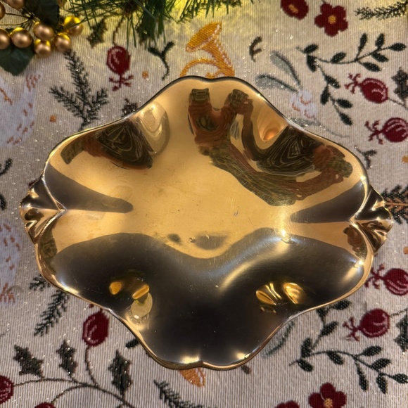 Vintage Royal Winton Grimwades Gold Luster Dish Trinket Tray Candy Bowl England - Picture 2 of 5